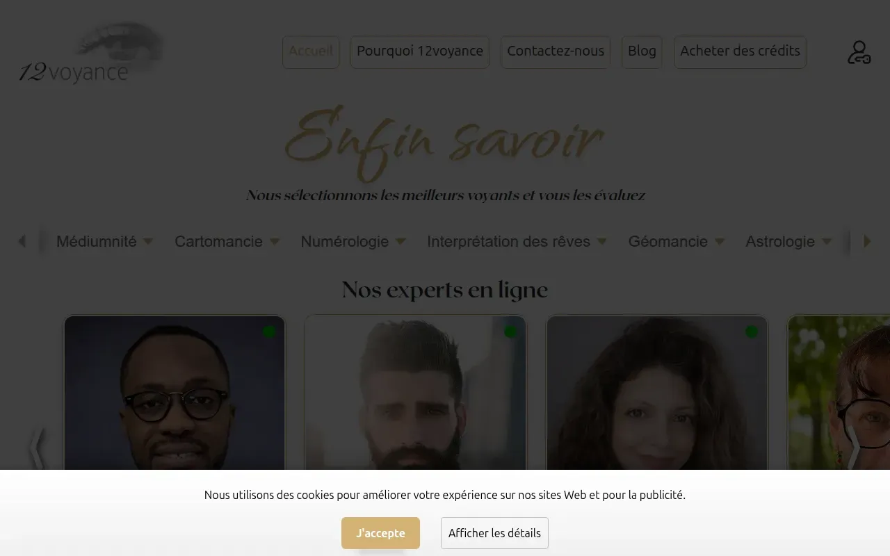 Page d'accueil du site 12voyance