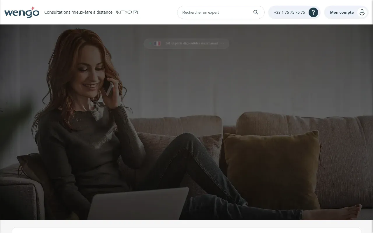 Page d'accueil du site Wengo